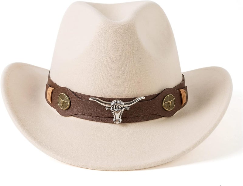Gossifan Classic Womens Western Cowboy Cowgirl Hats with Wide Belt - Image 1